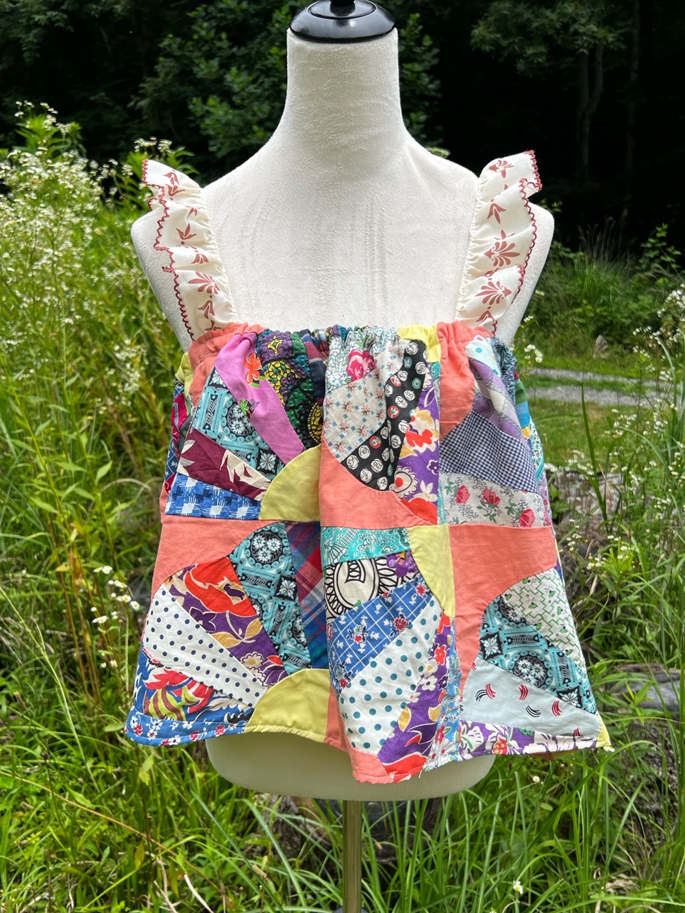 Handmade babydoll quilt top,babydoll top reworked vintage 1930’s quilt